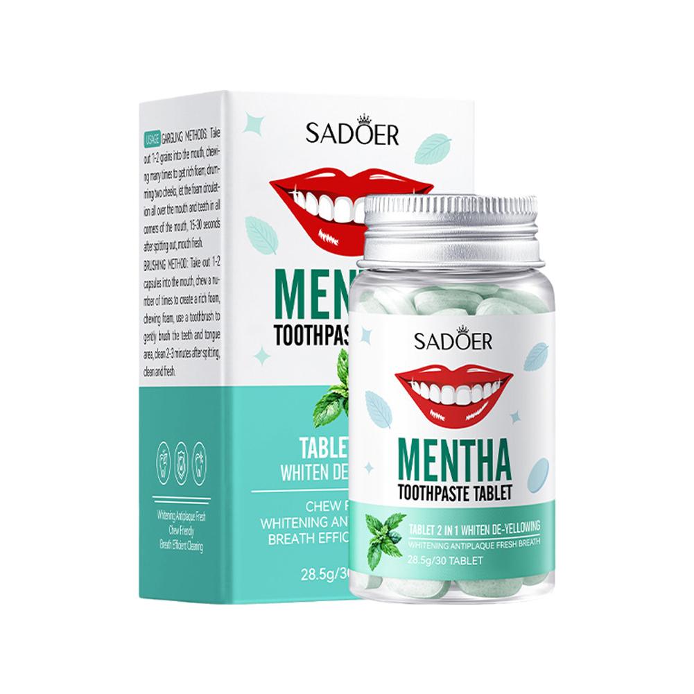 Teeth Whitening Q&M - Mint Solid Toothpaste Tablets Mint Flavors