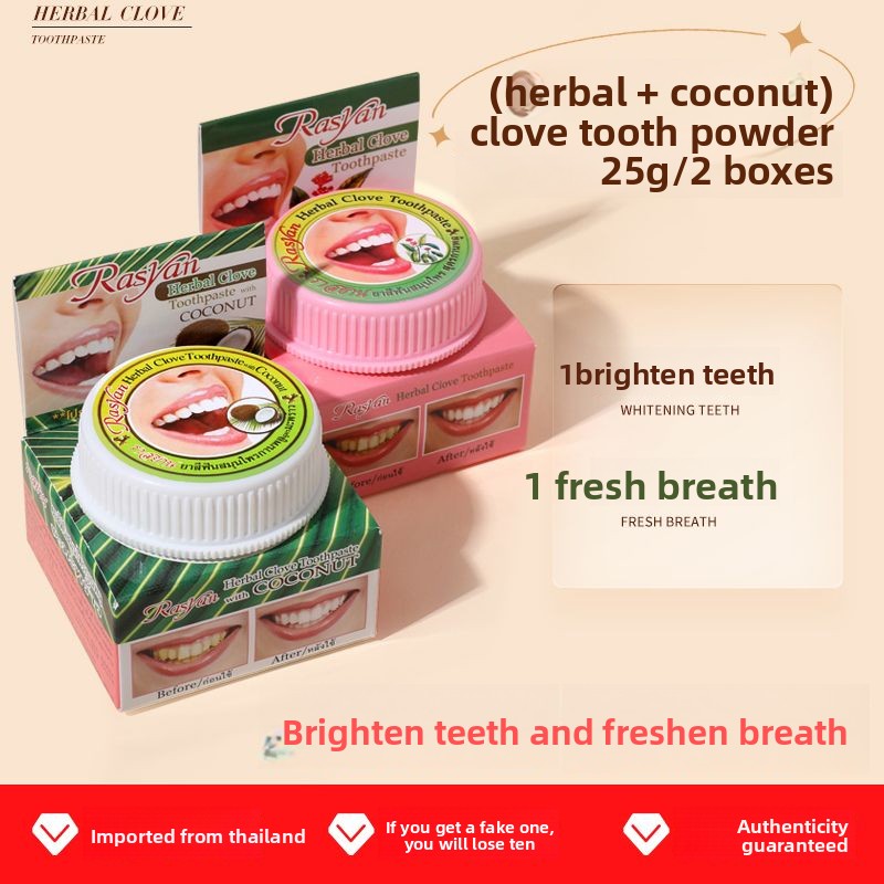Thai Clove/coconut Tooth Powde - Teeth Whitening Q&M ulasan dan harga